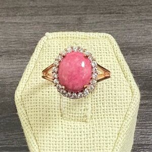 Norwegian Thulite Zircon Brass Ring 7